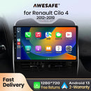AWESAFE PX9 车载收音机 适用于 雷诺 Clio 4 2012-2019 无线 Carplay 屏幕 安卓自动立体声 GPS 导航 FM RDS BT SWC