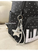 New Large Capacity Polka Dot Backpack Lightweight Multifunctional Piano Key Backpack Black Piano Mochilas for Women