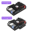Orange Pi 5 Aluminum Alloy Case with Cooling Fan Heat Sinks Active & Passive Heat Dissipation Metal Enclouse for Orange Pi 5 5B