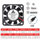 2个 GDSTIME 40MM 散热风扇 DC 5V 12V 24V 40x40x10mm 双滚珠迷你冷却风扇 4010 轴流风扇 40MM 适用于 3D 打印机、DVR、NAS 散热