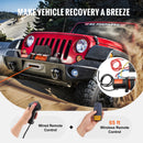 SucceBuy 13500lbs Electric Winch with 80ft Synthetic Rope Wireless Truck Winch IP55 Waterproof for Towing Off-Road SUV Jeep