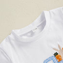 Summer Easter Kids Baby Boy Outfits Short Sleeve Embroidery T-Shirt + Shorts Set Fall Clothes Set