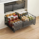 Expandable Pull-Out Cabinet Organizer for Kitchen – Silent Sliding Storage Drawer, No Drilling, Adjustable Shelf, Easy Install