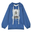 ELFSACK 2025 Winter New Arrivals Y2K Casual Loose Preppy Animal Graphic Letter Graphic Lace Drawstring Solid Hooded Sweatshirt F