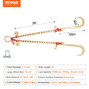 SucceBuy G80 V Towing Bridle Chain Towing with 15" J & Grab Hooks Transport Tow Chain Bridle for Flatbed Truck Wrecker Recovery