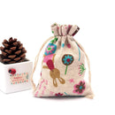 50Pcs/lot  (10x14cm) Linen Printed Cotton Gift Bags Packing Jewelry Drawstring Pouch Cosmetic Wedding Candy Wrappling Reusable