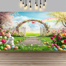 Easter Happy Theme Party Decoration Backdrop Spring Grass Flowers Rabbit Easter Egg Party Supplies Decorations Banner Gift