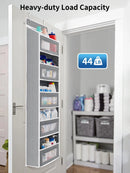 Over the Door 5‑Shelf Organizer, Large Pockets, Anti‑Tilt 44lb Load, Hanging Storage for Bedroom, Bathroom, Pantry, Nursery, Bla