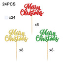YOMDID 24Pcs Merry Christmas Cupcake Toppers for Christmas Cake Toppers Picks Xmas New Year Party Supplies Cake Decorations