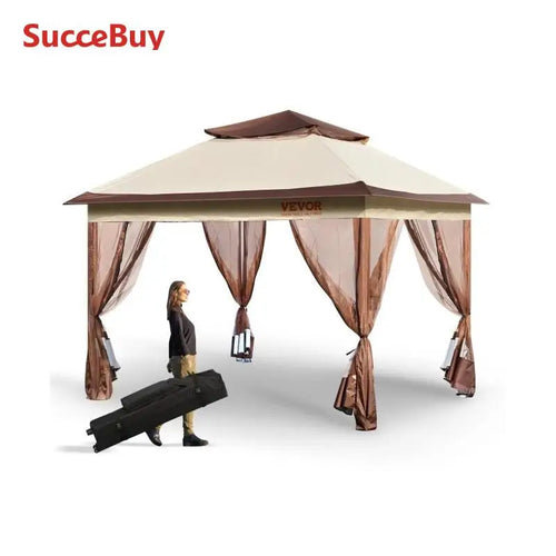VEVOR 11x11ft/10x10ft/10x13ft Portable Gazebo PU Coated 250D Garden Market Waterproof Collapsible Canopy Party Tent for Outdoor