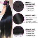 Queenlike Straight Human Hair Bundles with 2x6 Deep Middle Part HD Lace Closure 12A Brazilian Raw Hair Bundles with Closures