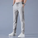 Ice Silk Men's Pants 2025 Summer New Black Gray Thin Business Casual Pants Outdoor Elastic Breathable Straight Leg Sweatpants