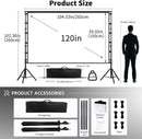 VEIDADZ Projector Screen With Stand White Wrinkle-Free 160° Viewing Angle 60-150 inch Double Sided Screen Home Theater Outdoor