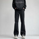 Autumn Vintage Straight Wide Legs BLACK Jeans Men's Streetwear Harajuku Washed Baggy Casual Flare Denim Trousers Y2K Male Pants