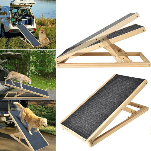 BRIEFNESS Multi-Purpose Car High Bed Pet Ramp with Non-Slip Carpet Adjustable Folding Pet Ladder Convenient Auxiliary Steps