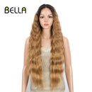 BELLA 蕾丝假发 合成深波浪卷假发 金色假发 粉色 30 英寸假发 适用于黑人女性 Cosplay