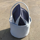 Personalized Seersucker Easter Basket with Gingham Floppy Bunny Ears, Embroidered Canvas Seersucker Easter Baskets for Kids Gift