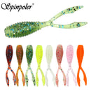 Spinpoler AJING软体路亚饵，适用于石斑鱼，10个/包，0.3克，36毫米，双尾人造沃伯勒，远洋岩石硅胶鲱鱼蠕虫饵