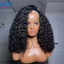 Jerry Curly Half Wig Human Hair Brazilian Deep Wave Curly Half Wig Human Hair 3 IN 1 Seamless Clip Ins Flip Over Drawstring Half Wig 200% Density Full Machine Made for Women Ready to Wear On Clearance Sale Pre Plucked Wig Par