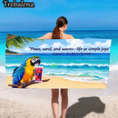 30*60inch Ultra-Soft Beach Towel with Beach Bliss Parrot Drink Ocean Waves Towel