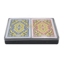 Boxed Red and Blue Bridge Standard Index Playing Cards Table Game Bundle - 2 Decks Cloth Textured PVC Waterproof