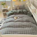 Nordic Wash Cotton Bedding Set Duvet Cover with Pillowcase Bed Sheet Set Comforter Cover Bed Linens Set Single Full Queen Size