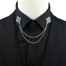 Fashion Gentleman Tassel Brooch For Men Suit Shirt Collar Crystal Cross Chain Lapel Pin Rhinestone Retro Wedding Accessories