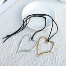 Ingemark Exaggerated Big Hollow Love Heart Pendant Choker Necklace for Women Gothic Knotted Bowknot Adjustable Chain Y2K Jewelry
