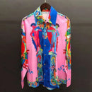 2025 men's European and American popular luxury fashion printed long sleeved shirt, high-quality and comfortable button up top