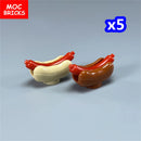 MOC Bricks Food Cookie Bone Pretzel Bagel Biscuits Waffle Chips Hot Dog Bread Pizza Milk Educational Building Blocks Kids Toys