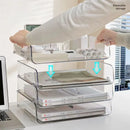 File Organizer A4 File Storage Tray Fashion Papers Rack Desktop Organizer Stackable File Rack Transparent Book Shelf Magazine