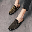 New Men Casual Shoes Designer Rivet Dress Shoes Loafers Fashion Chaussure Homme Cuir Half Slippers Zapatos Hombre Party Flats