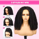 16 Inch 3 IN 1 Half Wig With Drawstring Seamless Human hair Wig Kinky Curly Headband Wig Upgrade for Women Summer Machine Wigs