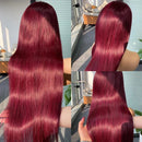Burgundy 13x4 HD Lace Frontal Human Hair Wig Straight wig 13x6 Lace Front Human Hair Wigs For Women 99J Colored 200 High Density