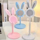 Adjustable Cartoon Bunny Ear Phone Stand Cute Rabbit Universal Tablet Holder Desktop Retractable Organizer For Home Office Decor