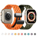 Silicone Bracelet Correa For Apple Watch Ultra band 46mm 49mm 45mm 44mm 42mm 40mm 41mm Magnetic Strap iWatch Series 10 9 8 SE 7