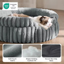 Round Cat Bed with Raised Rim & Removable Cushion, Anti-Slip Soft Plush Pet Bed for Indoor Cats & Small Dogs, Machine Washable Cozy Donut Sleeper for Bedroom & Living Room