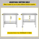 SucceBuy Kitchen Work Bench Commercial Catering Table Worktable with Undershelf Stainless Steel 330LBS 286LBS Restaurant Garage