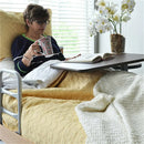 Adjustable Height Overbed Table Bedside Sofa Side Table with Hidden Wheels Hospital Bed Table Rolling Laptop Desk