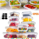 12pc Sealed refrigerator storage box with lid crisper Food Retain Freshness Transparent Storage Jar lunch box with lid