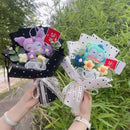 Genuine Sanrio Plush Toy My Melody Kuromi Cinnamoroll Hellokitty With Crochet Flowers Handmade Bouquets Christmas Birthday Gifts
