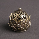 Retro Copper Small Lotus Pocket Hollow Out Incense Stick Burner Brass Incense Holder With Cover Home Decoration Sandalwood Cense