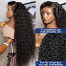 Jerry Curly 13x6 HD Transparent Lace Front Human Hair Wig PrePlucked 200 Density Brazilian Deep Wave Lace Frontal Wigs for women