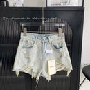 Ripped Denim Shorts Women 2026 Summer New Sexy Hole Wide-leg Jeans A-shaped Hot Pants High Waisted Shorts