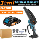 Jemi Tool 6英寸便携式无绳充电式电链锯，带两块电池，木材切割机，园林果园修枝工具