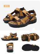 New Fashion Summer Leisure Men Shoes Beach Sandals High Quality Genuine Leather Sandals Soft Large Size Men's Sandals Size 38-48