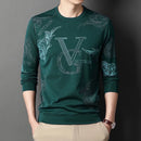 New Men's Casual Long Sleeved Round Neck Printed T-shirt Thin Summer Comfortable Fashion Casual New Arrivals Street Style Top