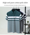 High quality fashion striped short sleeve polo shirt men's luxury brand embossed design summer new breathable T-shirt golf top
