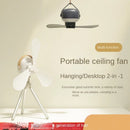 Portable wireless mini ceiling fan light USB fan with remote control, stand, night light, home, outdoor, camping, New Year gifts