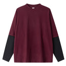 2025 Autumn Man Fake 2 Pieces 320gsm Sweatshirt Unisex Oversized Contrast Color Long Sleeve T Shirts Y2K Clothing